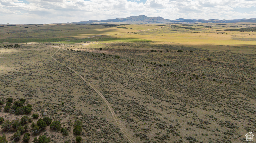 Drone / aerial view featuring a mountain view and a rural view