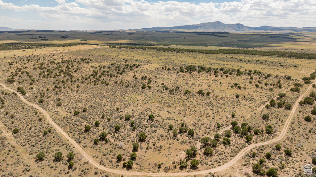 Aerial view featuring a mountain view