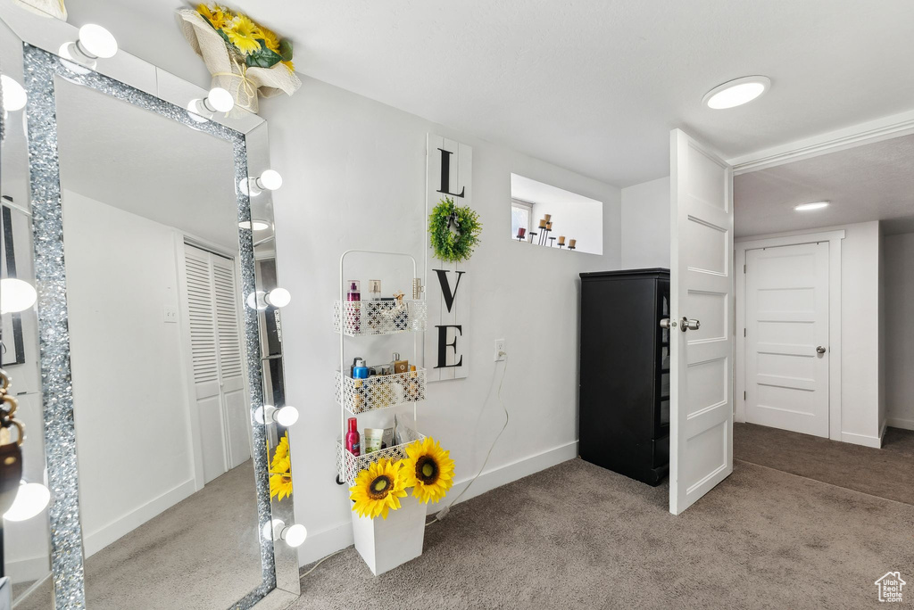 Interior space with carpet floors