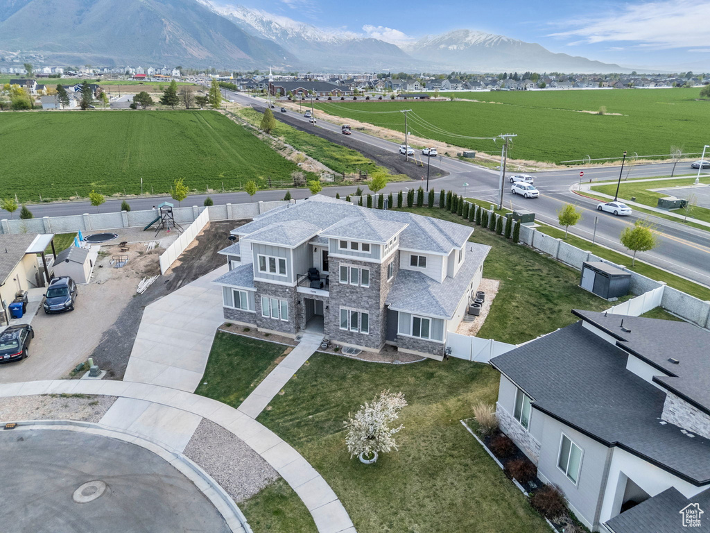 Bird's eye view with a rural view and a mountain view