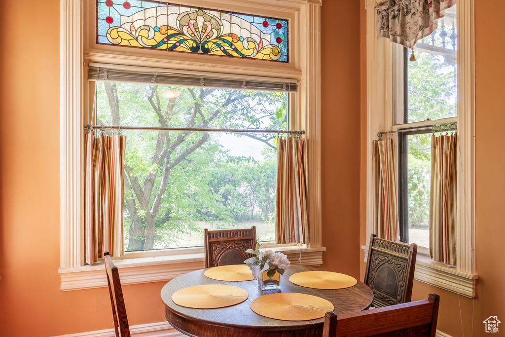 Dining room with a wealth of natural light