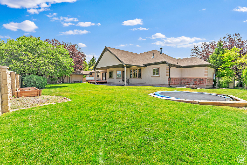 Back of house featuring a patio and a lawn