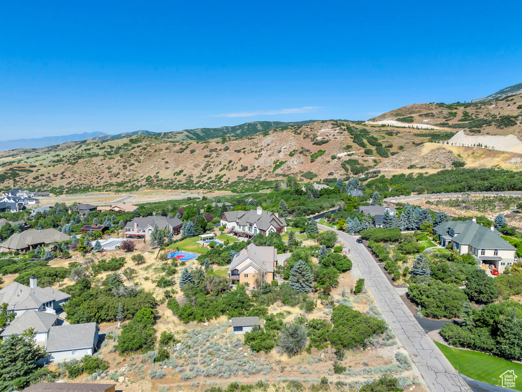 Aerial view featuring a mountain view