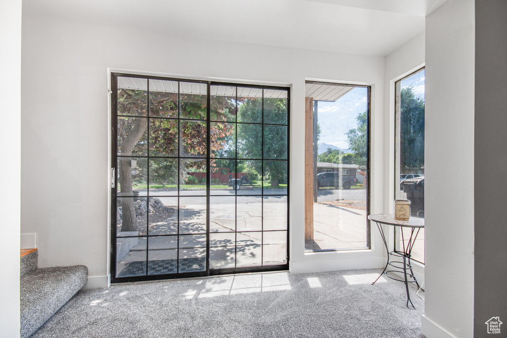 Entryway featuring carpet