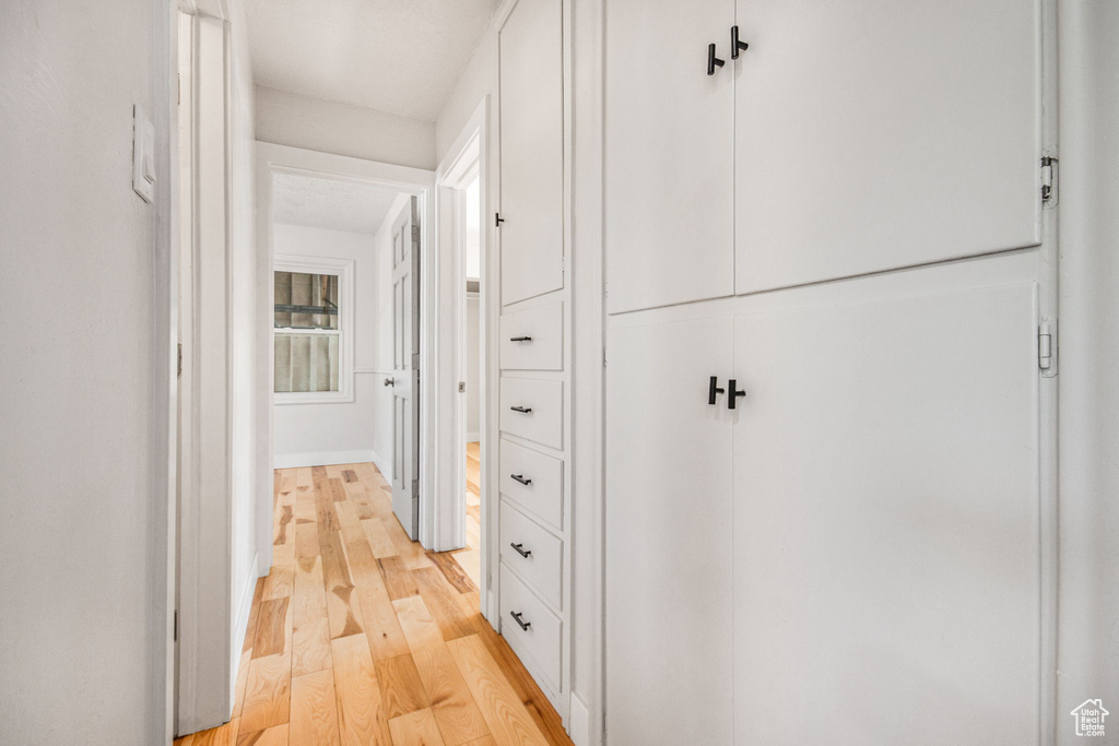 Hallway featuring light hardwood / wood-style flooring