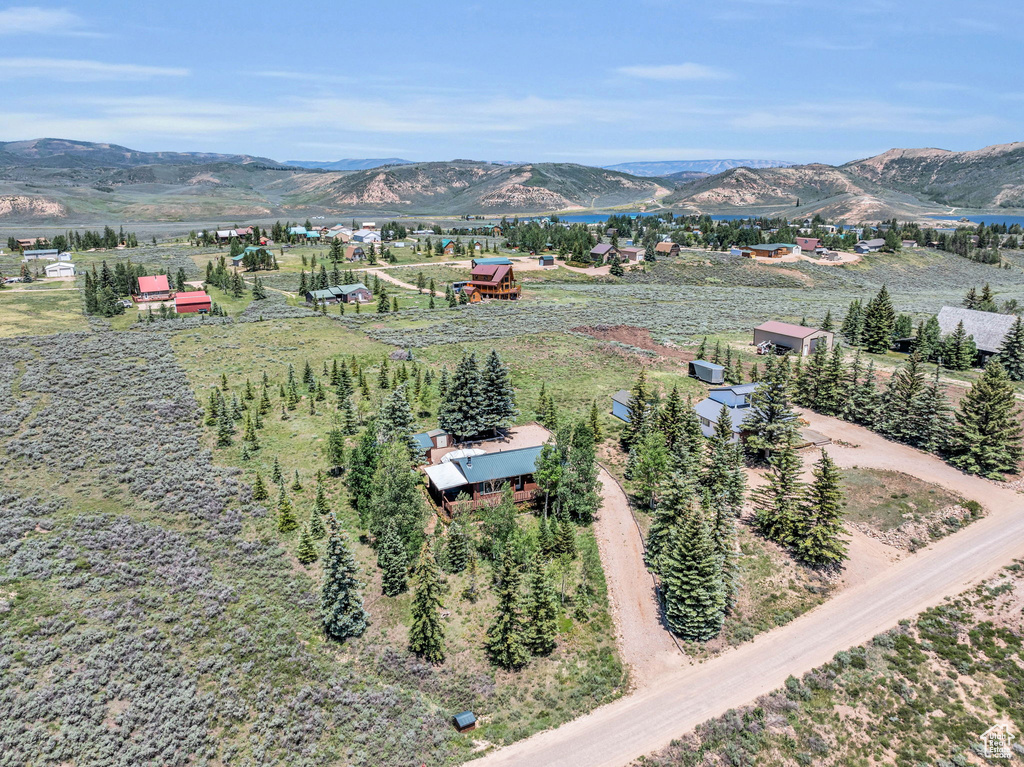 Drone / aerial view with a mountain view