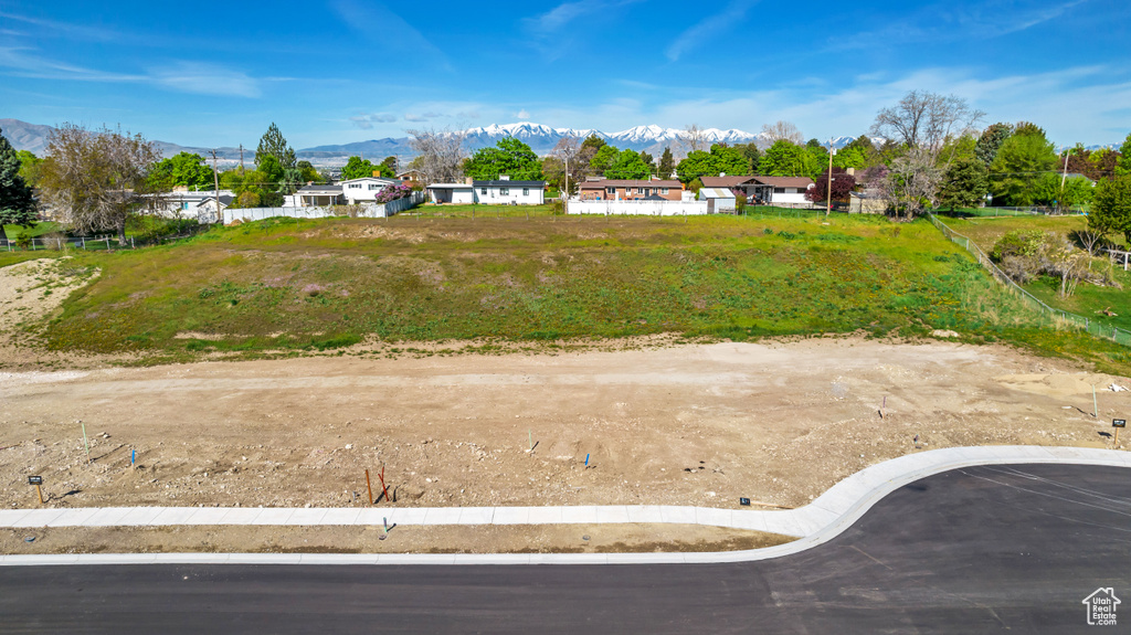 View of yard with a mountain view