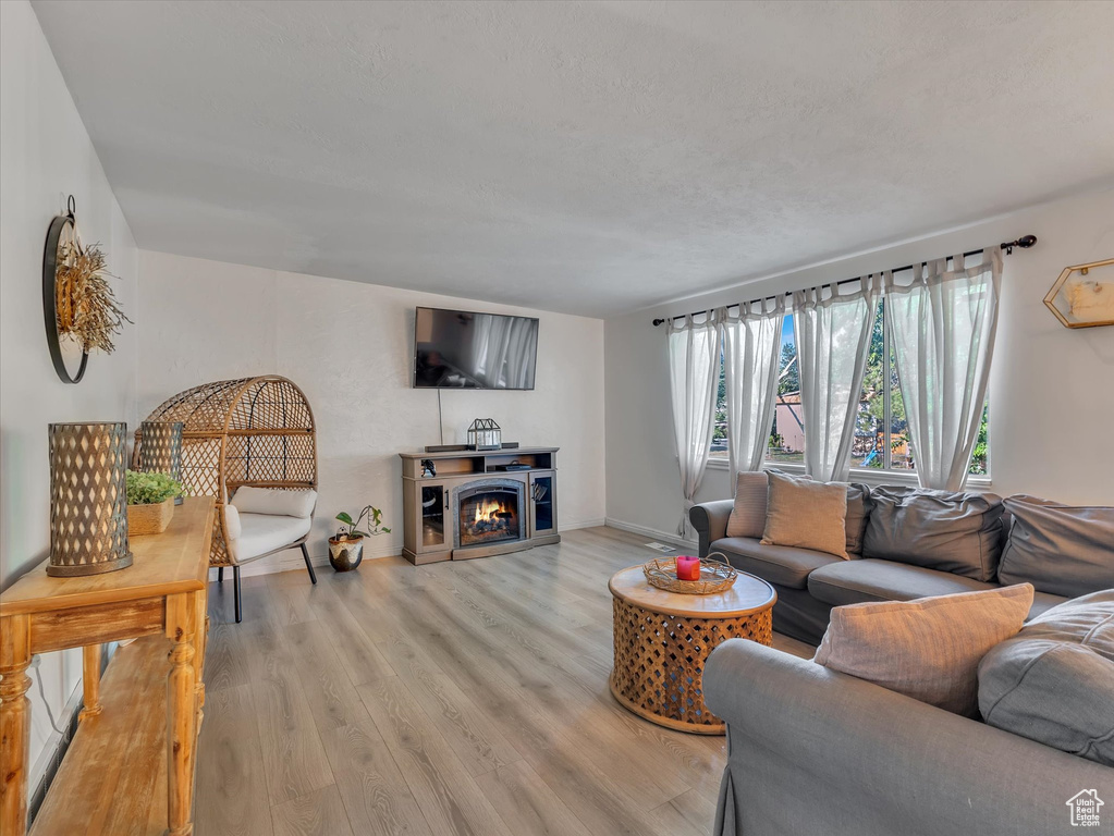 Living room featuring hardwood / wood-style flooring