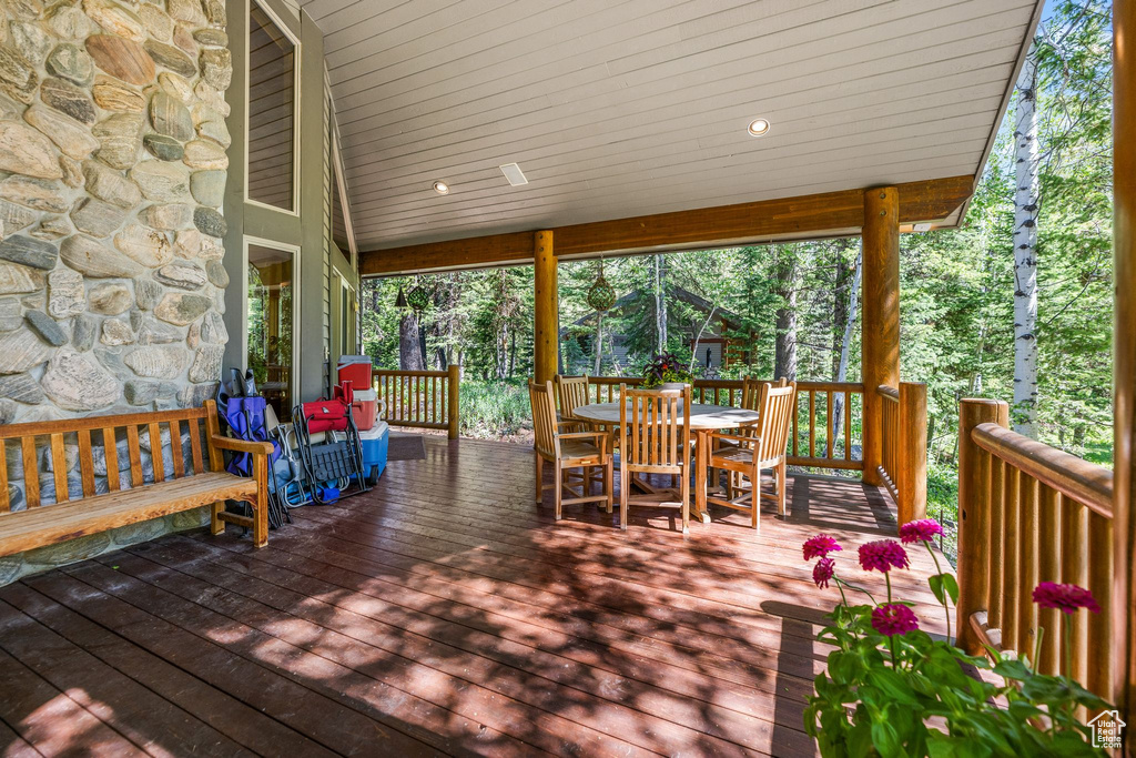 View of wooden deck