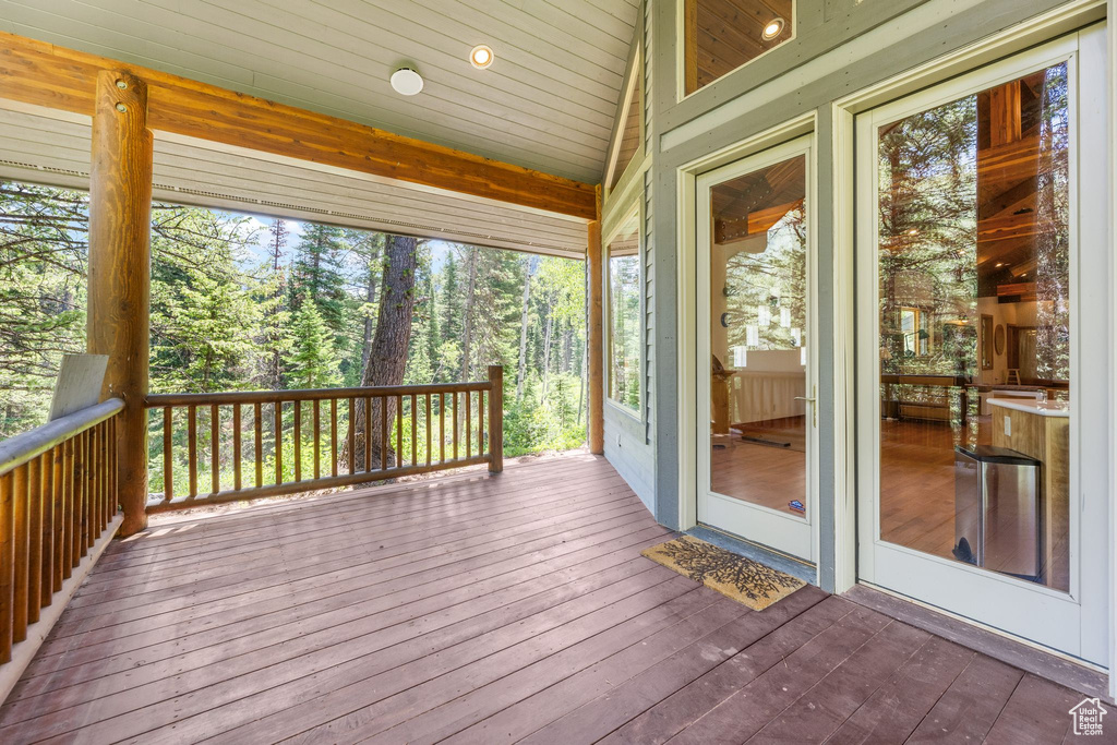 View of wooden deck