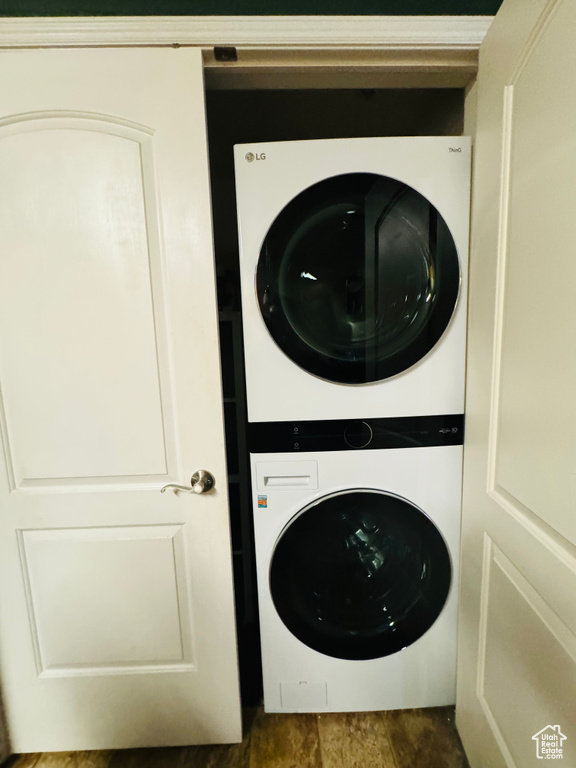 Laundry area featuring stacked washer / dryer