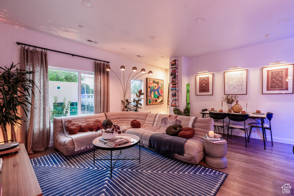 Living room featuring wood-type flooring