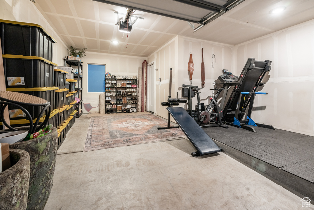 Workout area with concrete floors