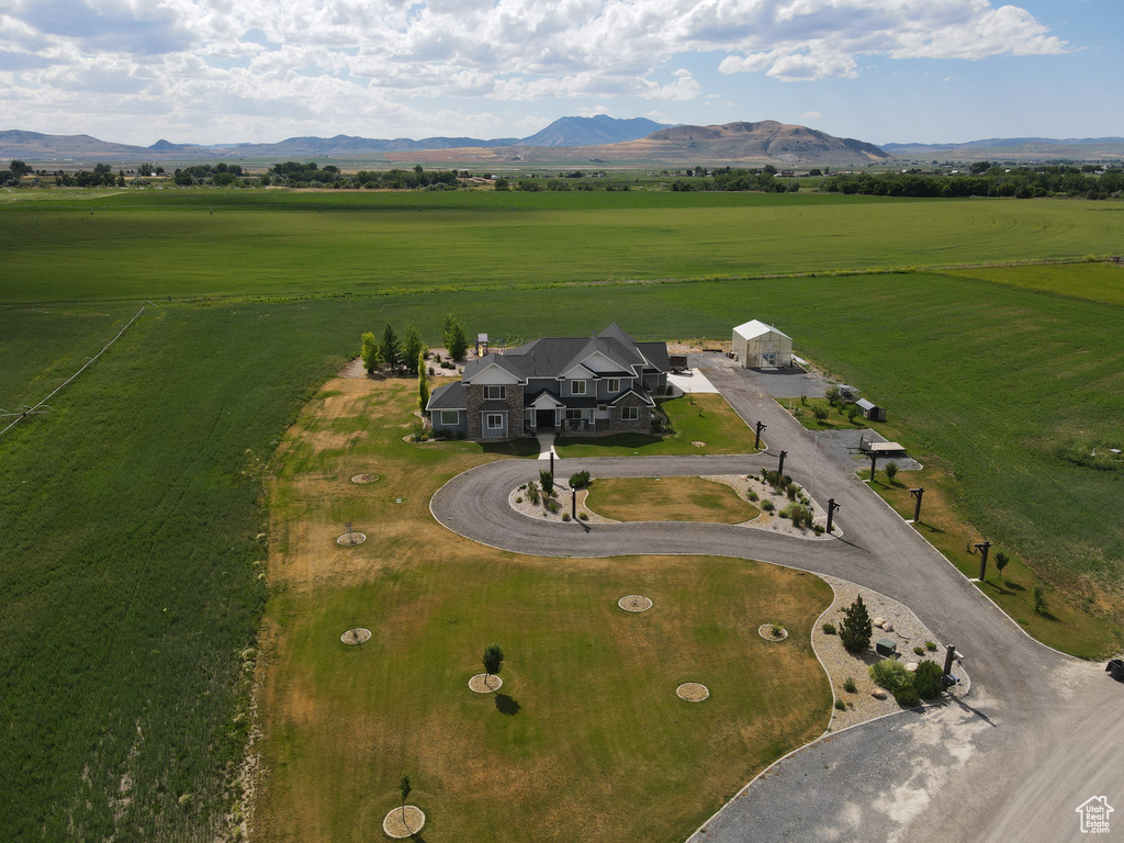 Bird's eye view featuring a mountain view and a rural view