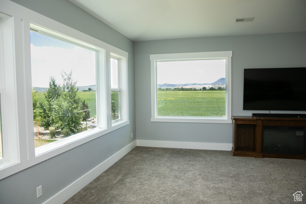 Interior space with carpet and a healthy amount of sunlight