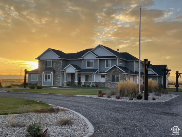 View of front property with a lawn