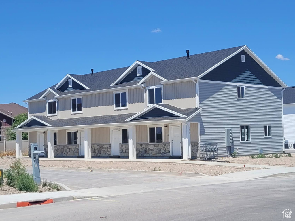 View of front of property featuring a porch