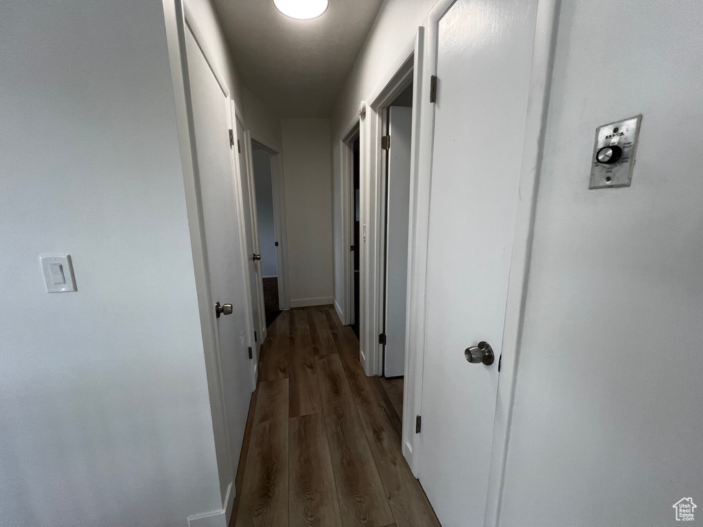 Hall with hardwood / wood-style floors