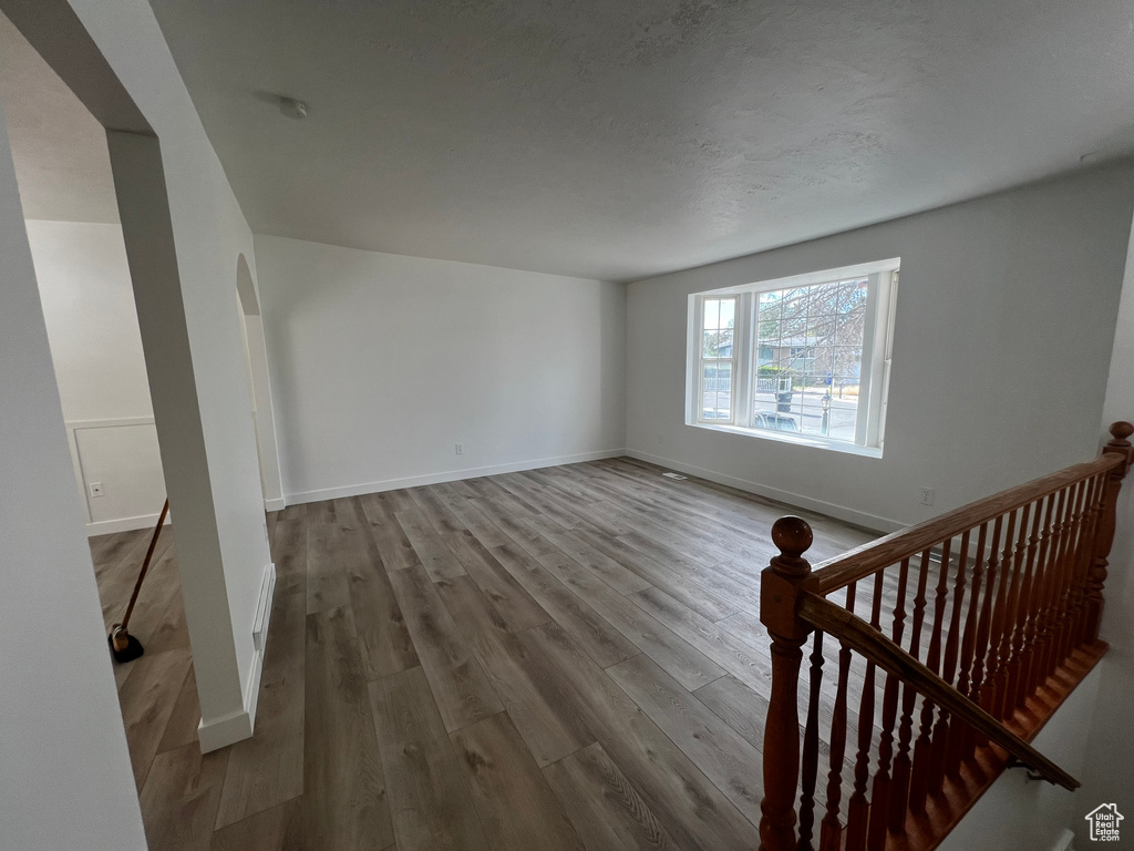 Interior space with hardwood / wood-style floors