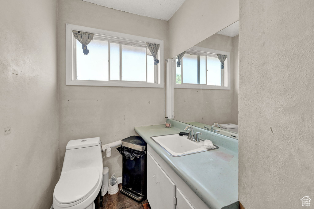 Bathroom with vanity and toilet