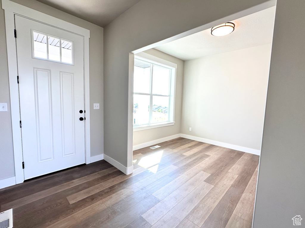 Foyer entrance featuring hardwood / wood-style flooring