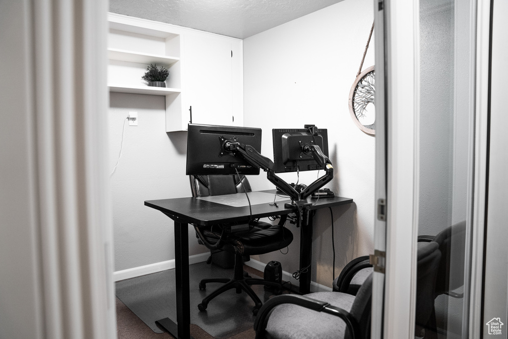 Office area with carpet floors