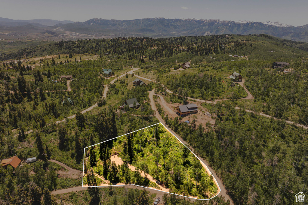 Drone / aerial view with a mountain view