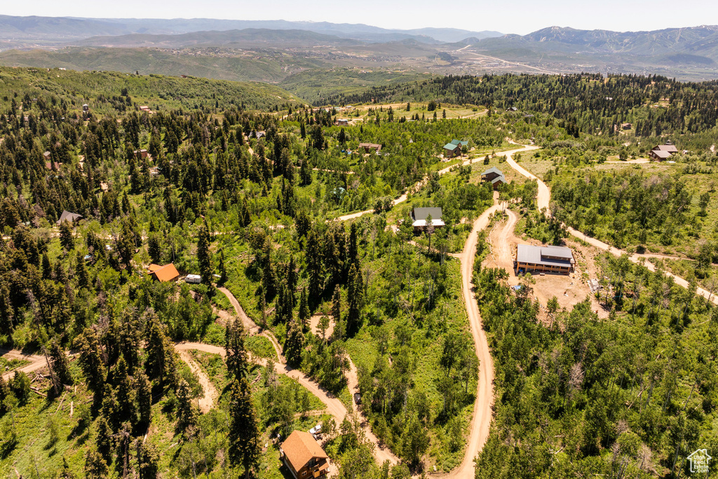 Drone / aerial view with a mountain view