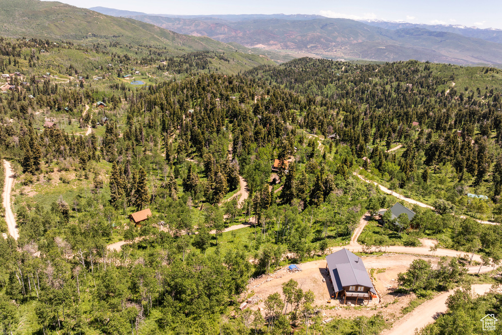 Bird's eye view with a mountain view