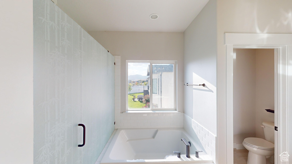 Bathroom with toilet and a bathing tub