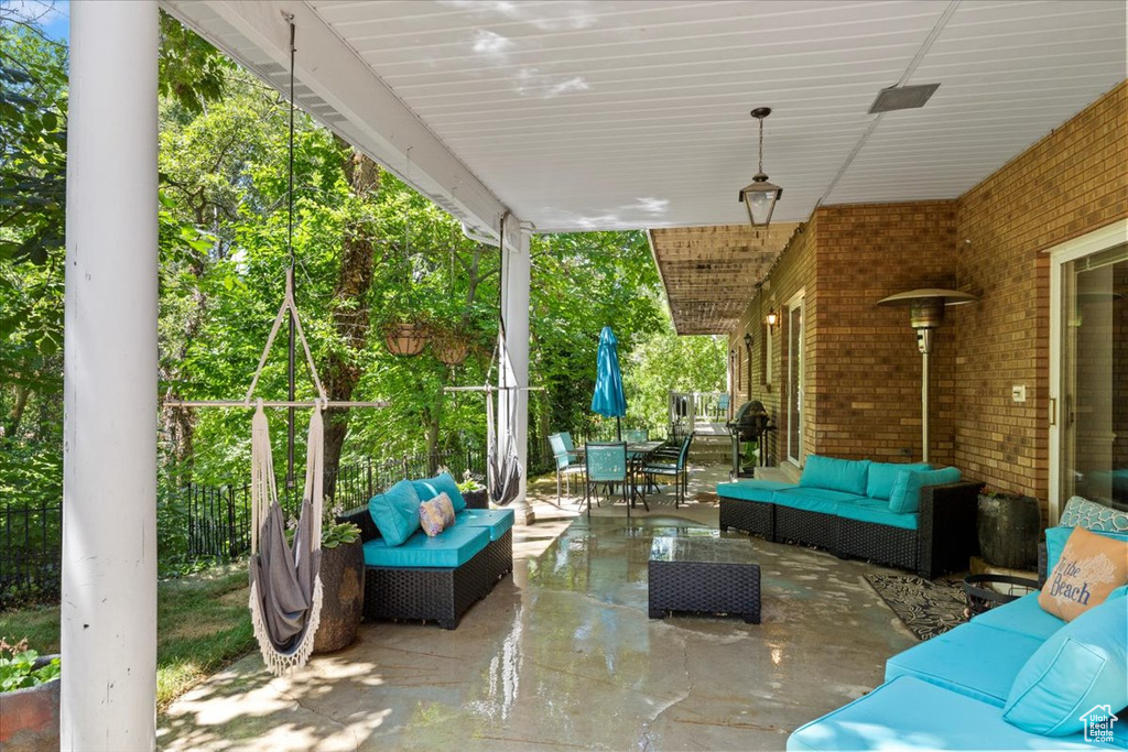 View of patio with outdoor lounge area