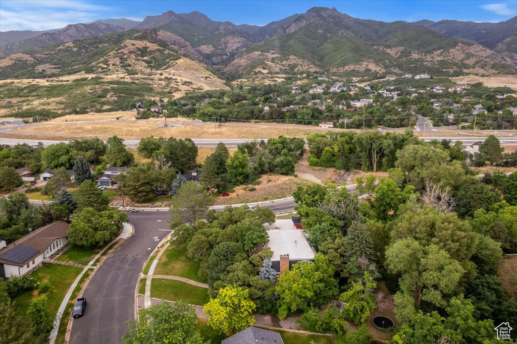 Drone / aerial view with a mountain view