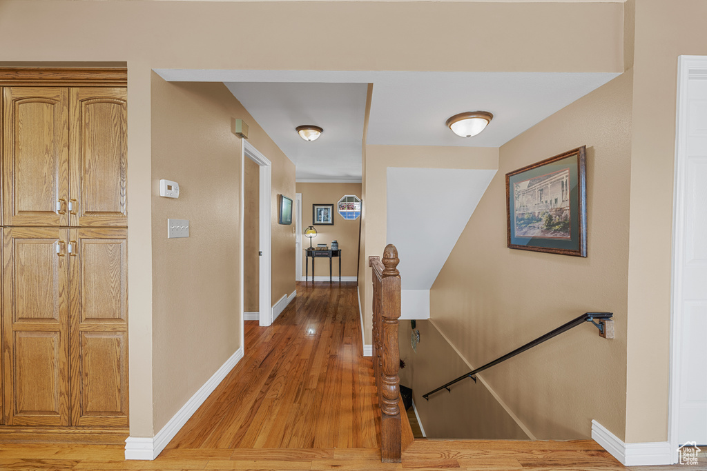 Corridor featuring hardwood / wood-style floors