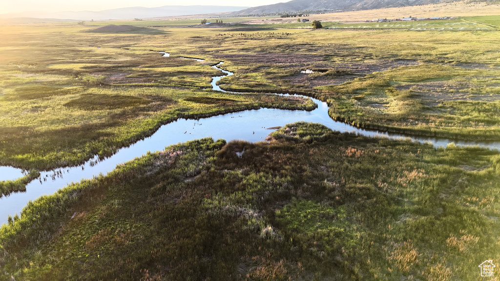 Aerial view featuring a mountain view and a rural view