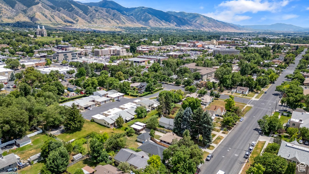 Aerial view featuring a mountain view