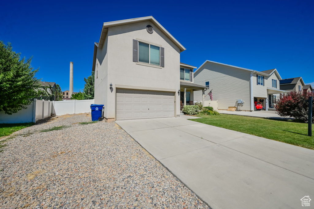 Front facade featuring a garage