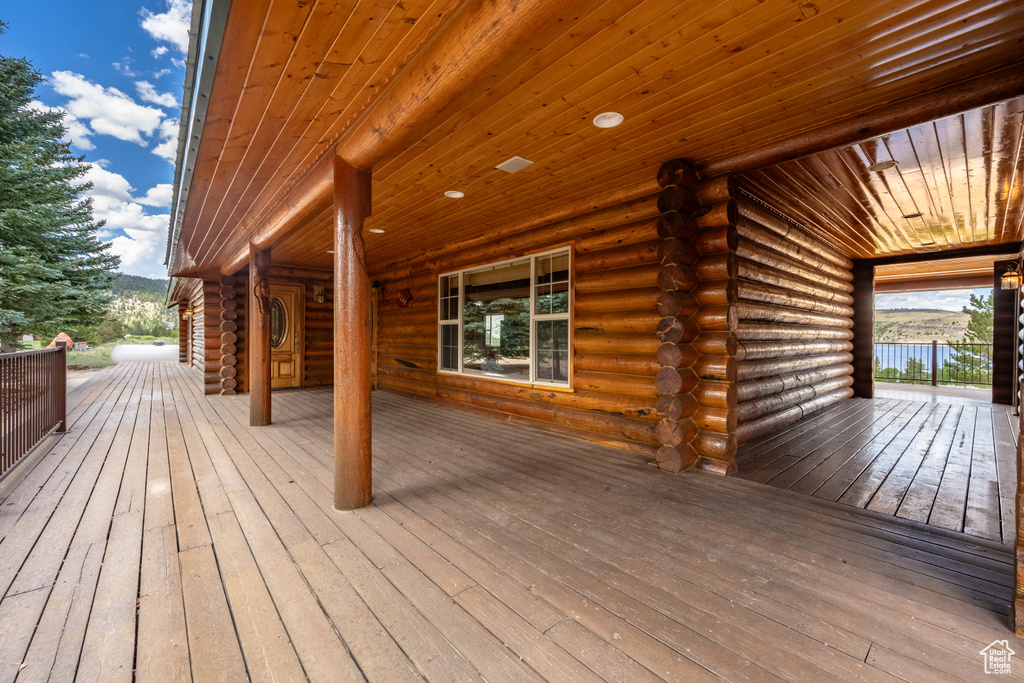 View of wooden deck