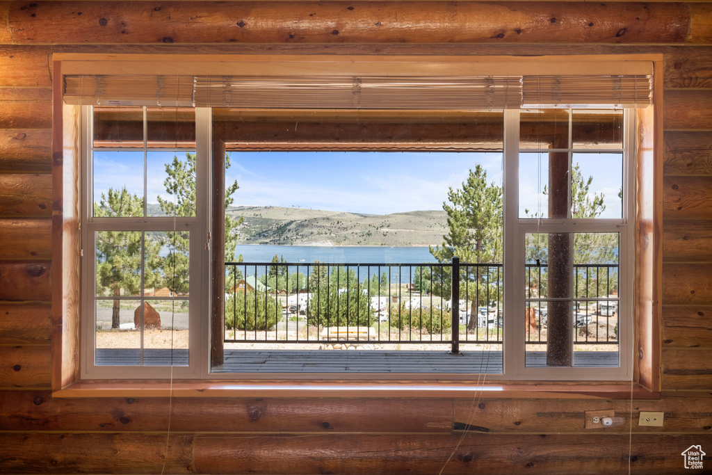 Interior details with a water and mountain view