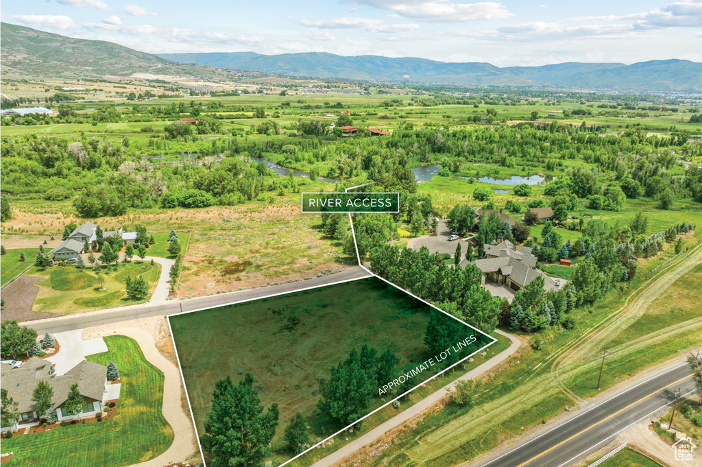 Drone / aerial view with a mountain view