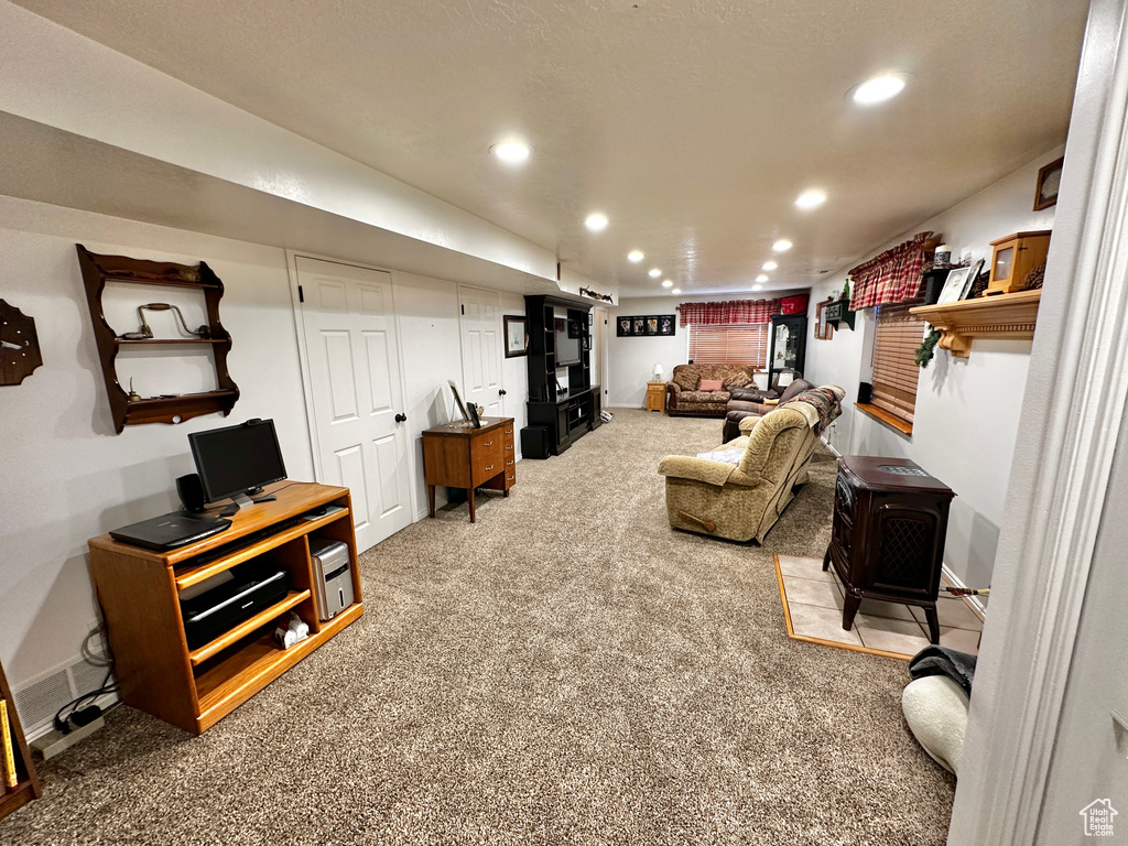 Living room with carpet flooring