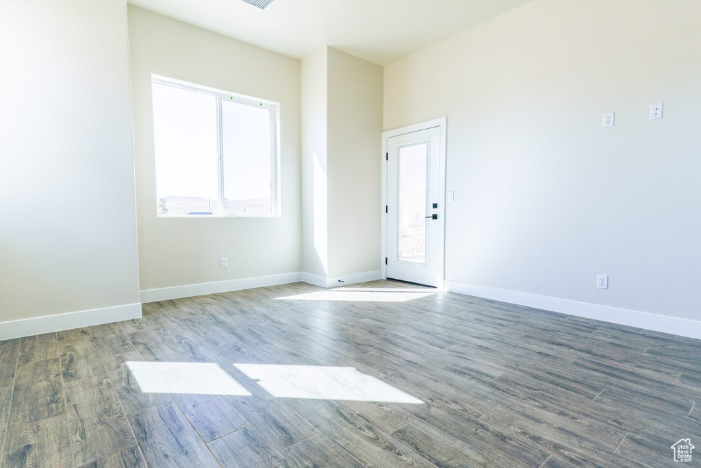 Empty room featuring wood-type flooring and plenty of natural light