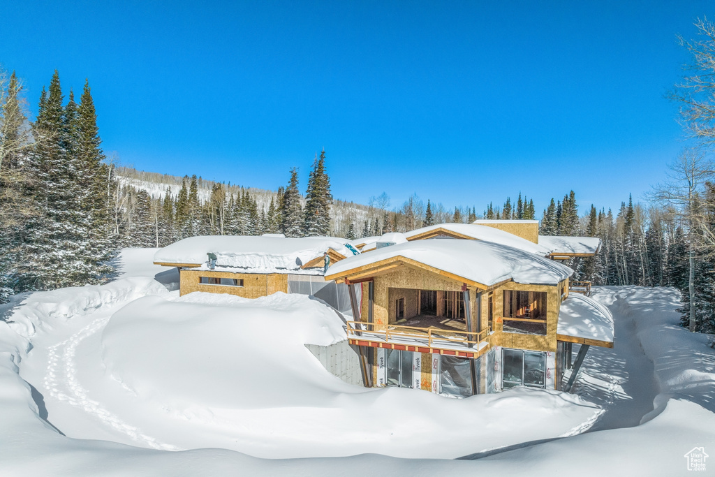 View of snow covered house