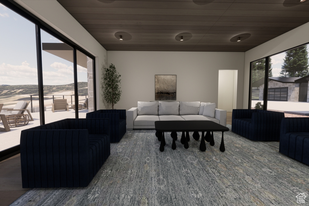 Living room featuring dark wood-type flooring