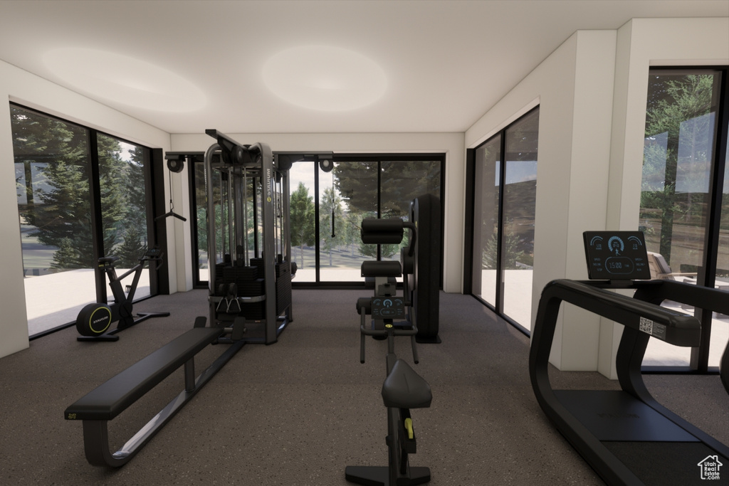 Exercise room with plenty of natural light