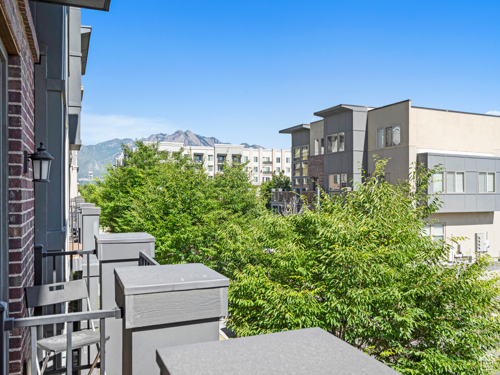 Exterior space featuring a mountain view