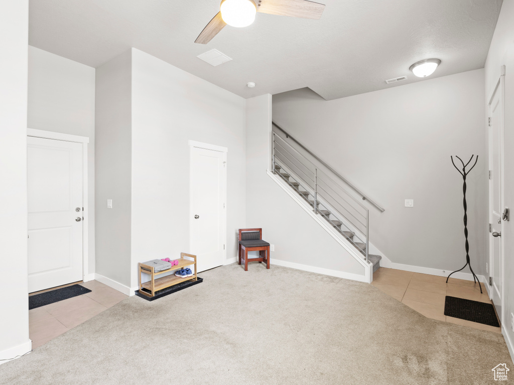 Interior space with ceiling fan