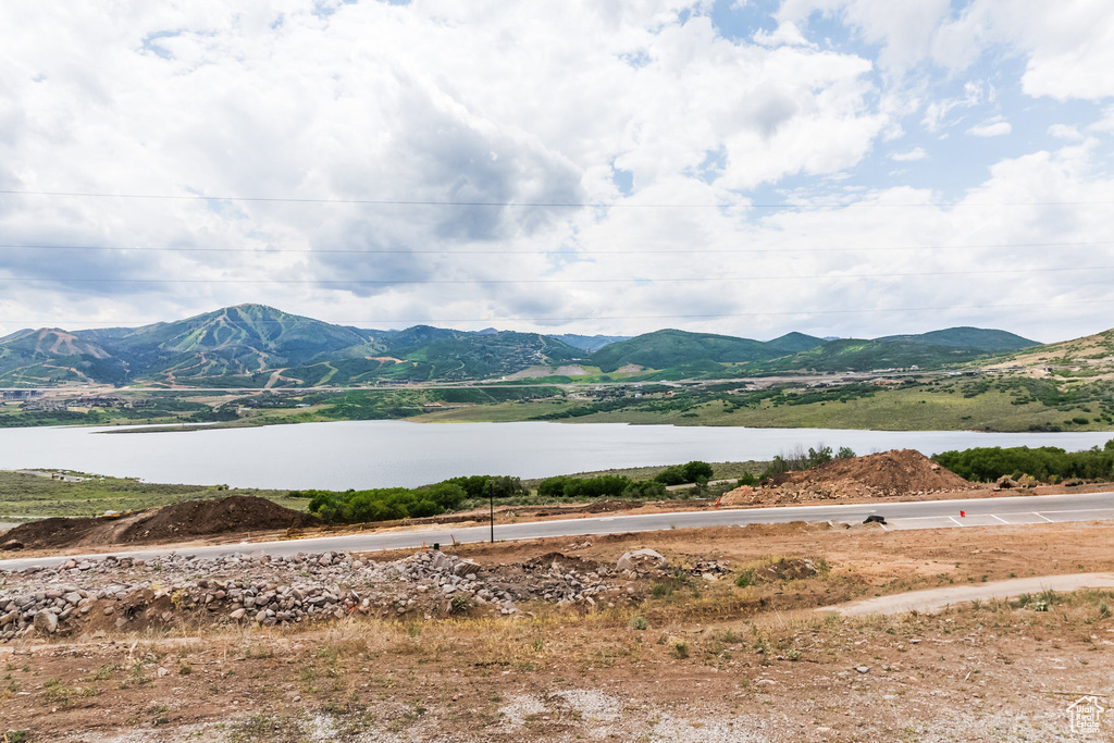 View of mountain feature featuring a water view