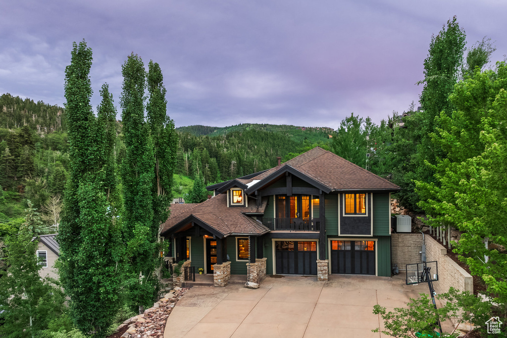 View of front of house with a garage