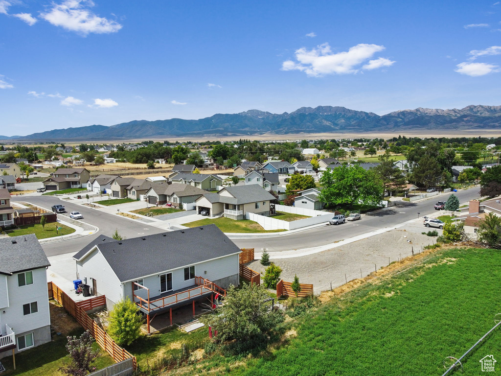 Drone / aerial view with a mountain view