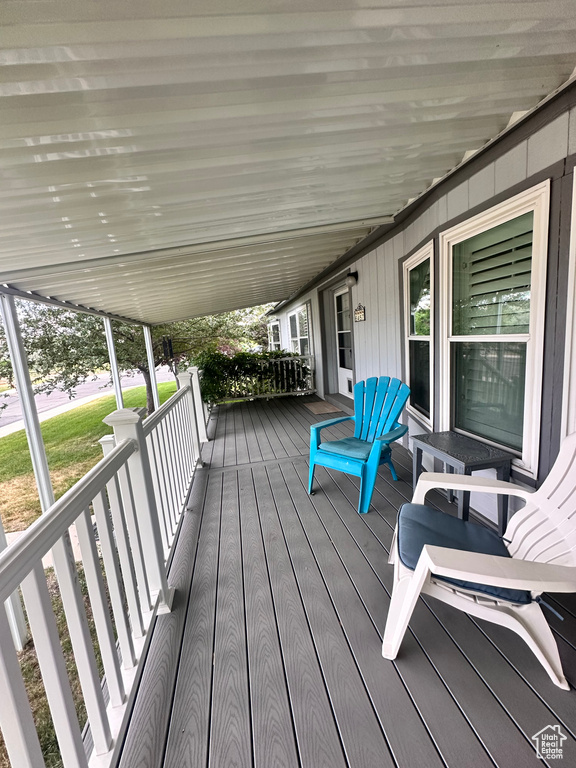 View of wooden deck